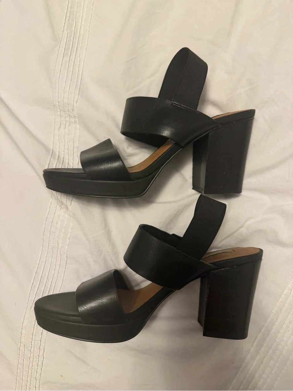 & Other Stories Black Leather Block Heels